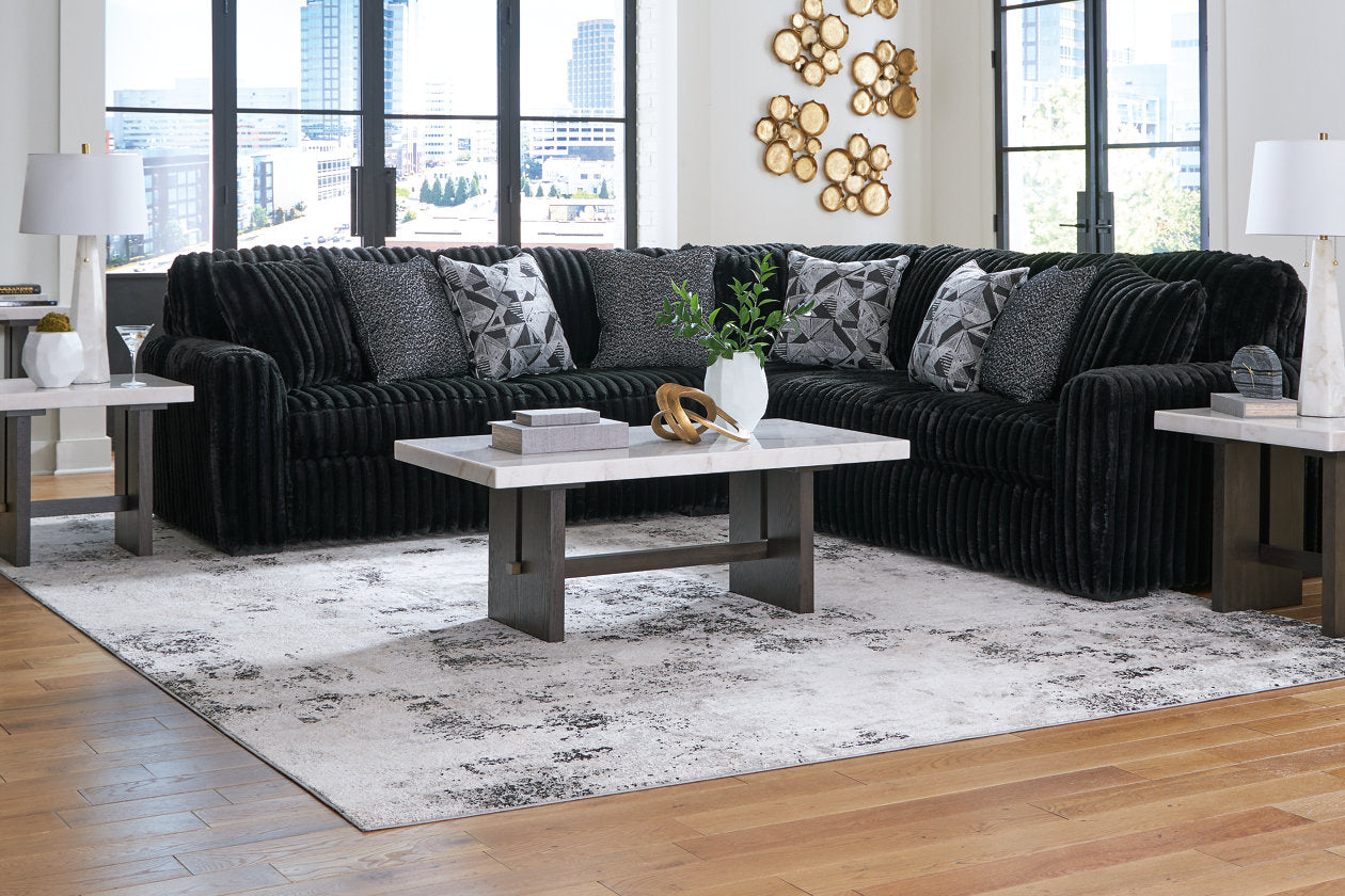 Midnight-Madness Onyx 3-Piece Sectional - - Luna Furniture