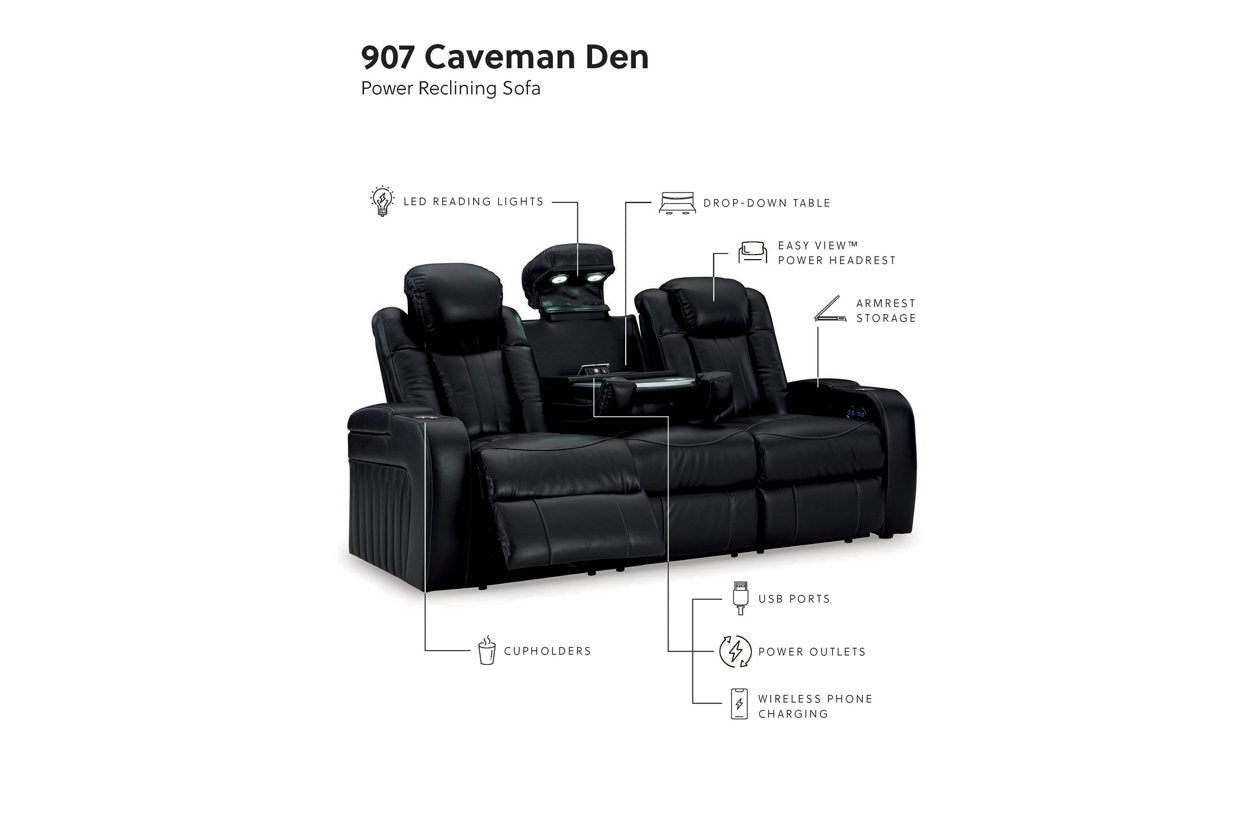 Caveman Den Midnight Power Reclining Living Room Set - Ashley - Luna Furniture