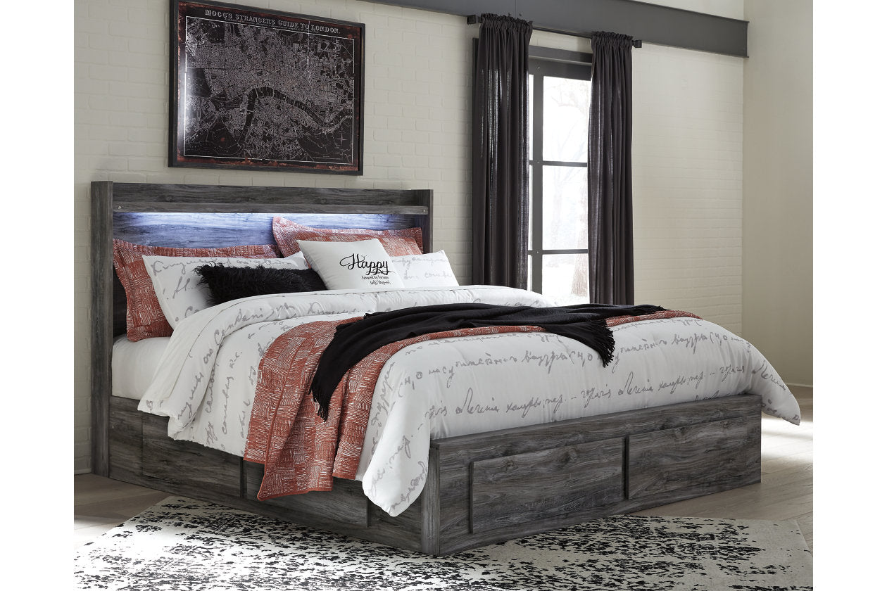 Baystorm Gray King Platform Bed with 4 Storage Drawers - Ashley - Luna Furniture