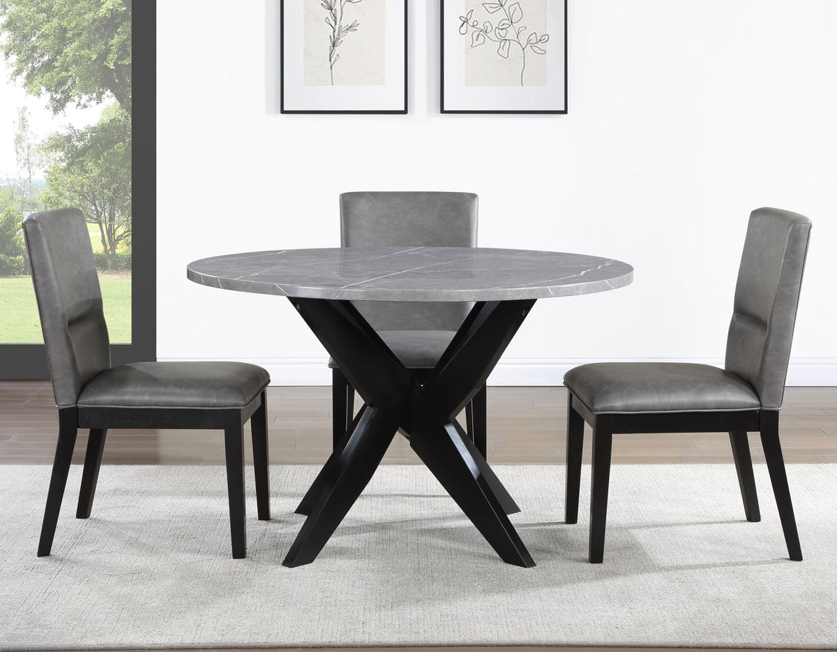 Amy Black 5-Piece Faux-Marble 48" Round Dining Set