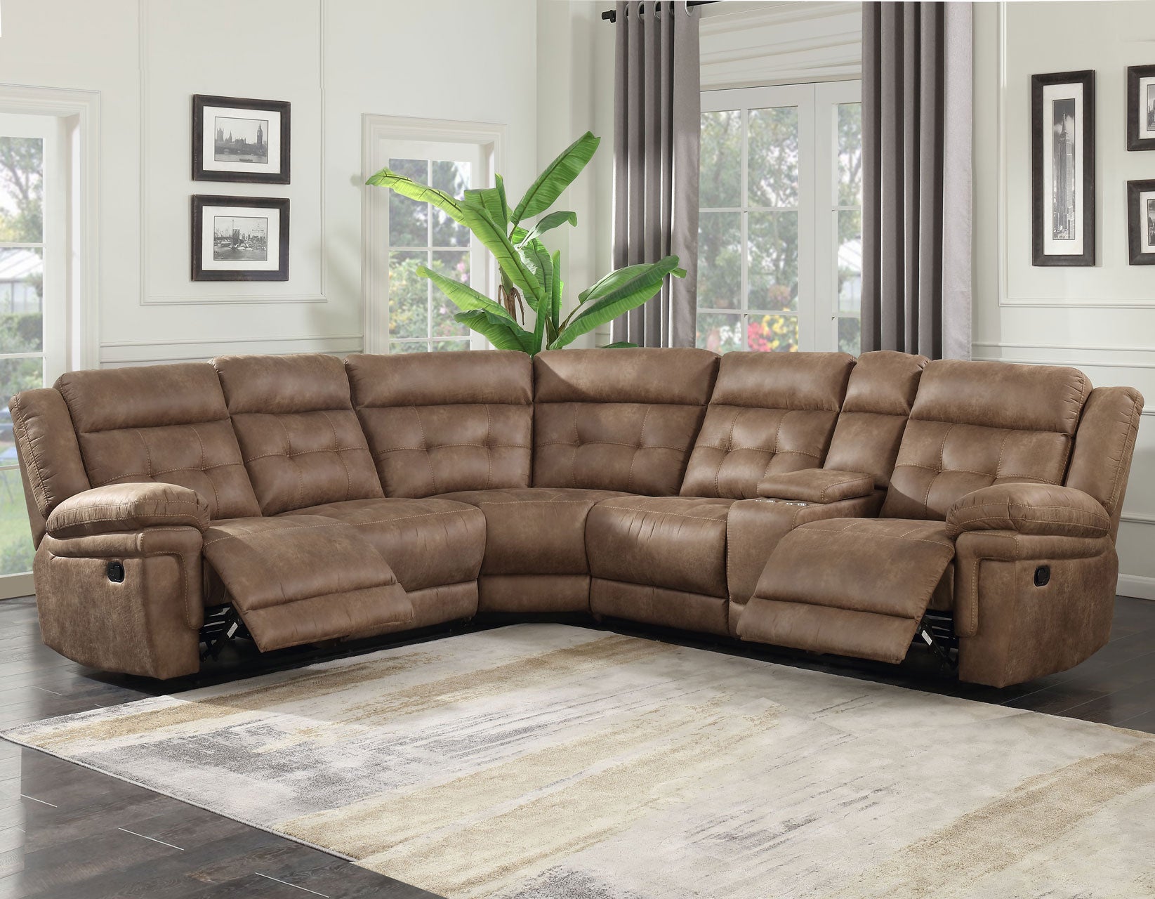 Anastasia Cocoa 3-Piece Reclining Sectional