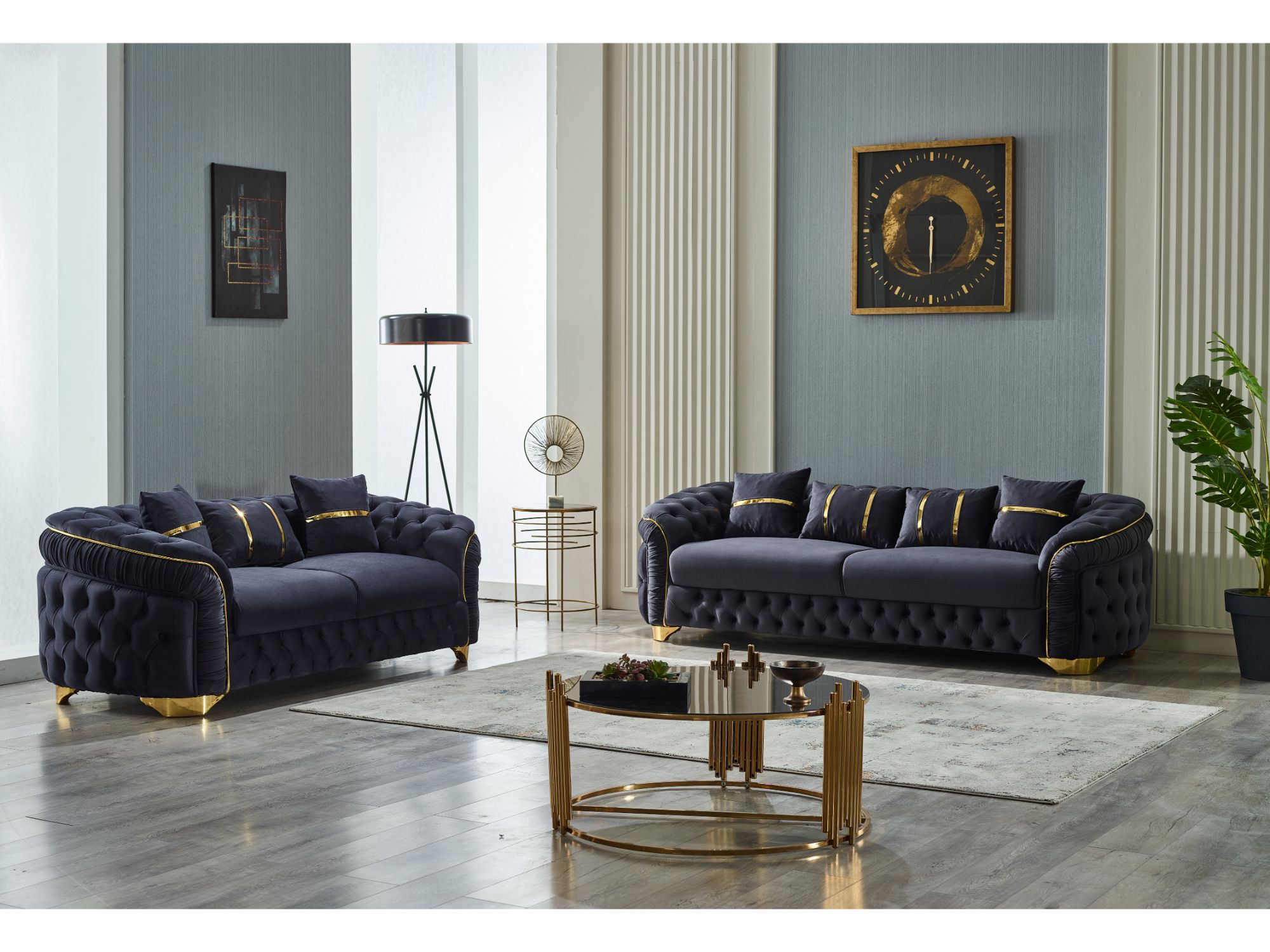Arizona 3-pieces (Sofa & Loveseat & Chair) Livingroom Set in Anthracite