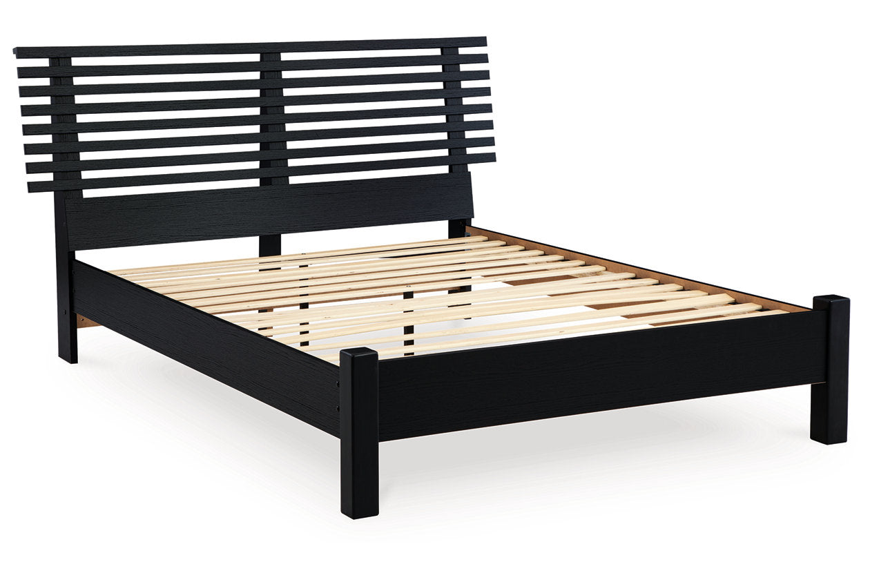 Danziar Black Queen Slat Platform Bed - Ashley - Luna Furniture