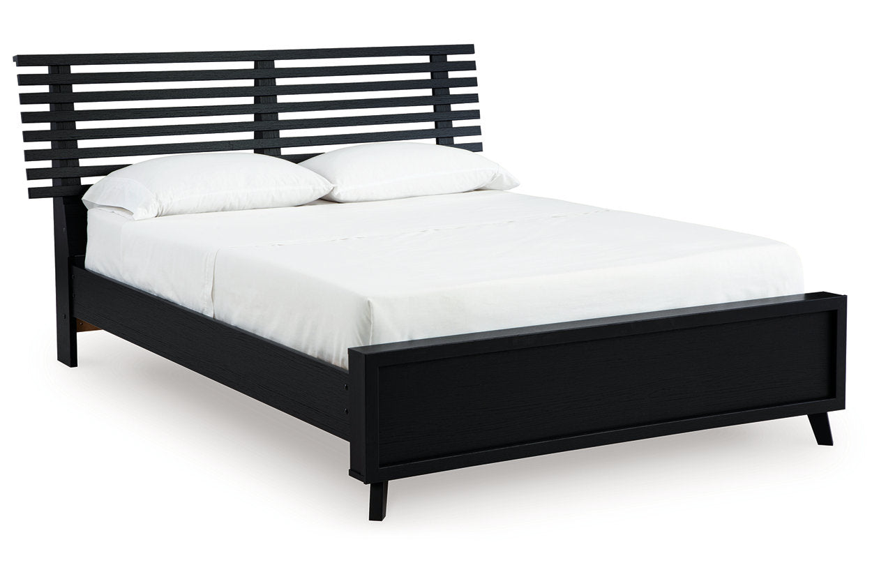 Danziar Black Queen Slat Platform Bed - Ashley - Luna Furniture