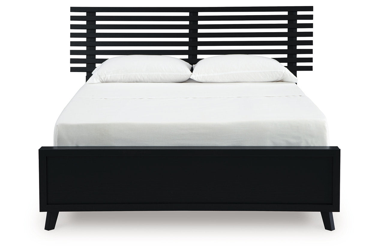 Danziar Black Queen Slat Platform Bed - Ashley - Luna Furniture