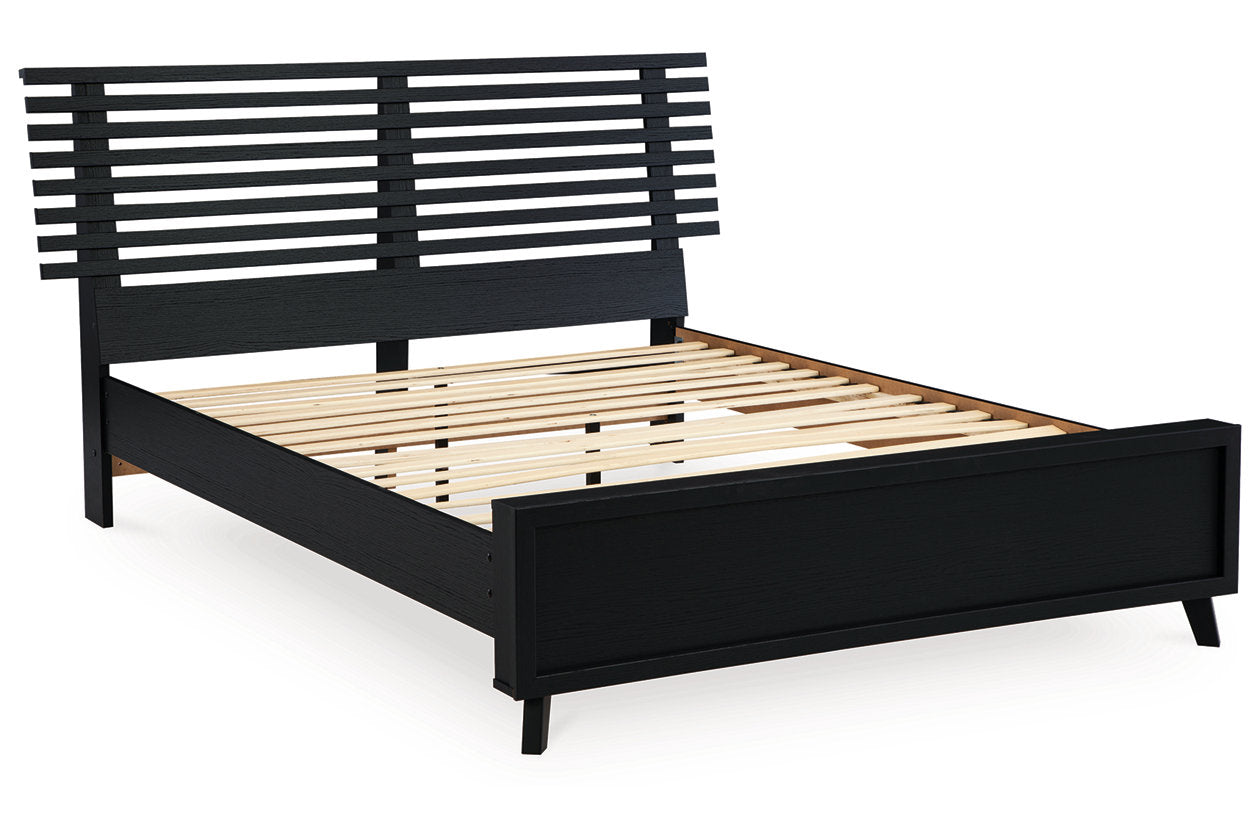 Danziar Black Queen Slat Platform Bed - Ashley - Luna Furniture