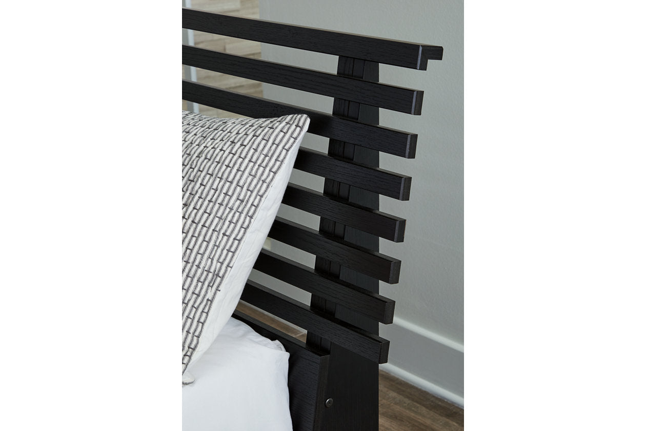 Danziar Black King Slat Platform Bed - Ashley - Luna Furniture