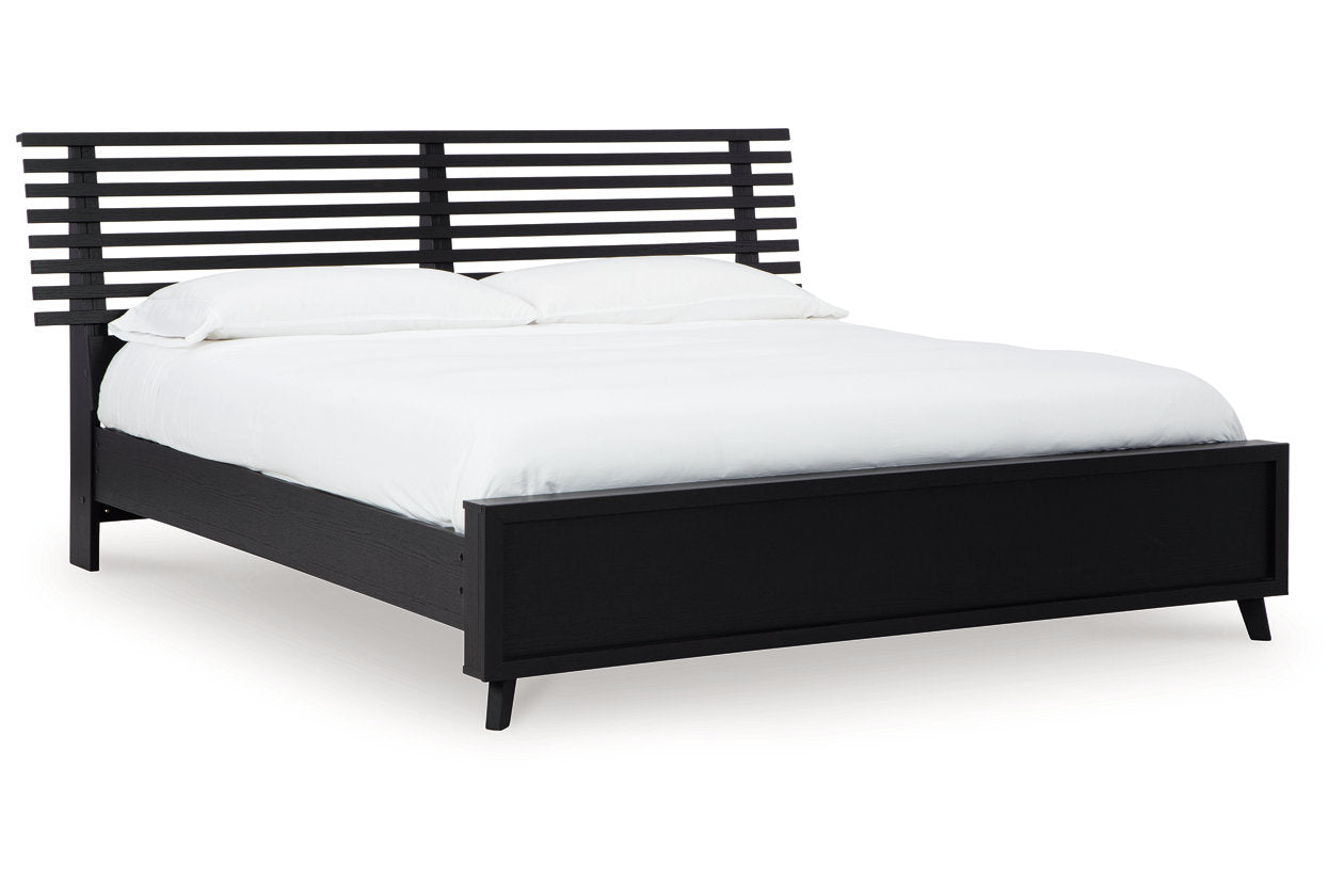 Danziar Black King Slat Platform Bed - Ashley - Luna Furniture