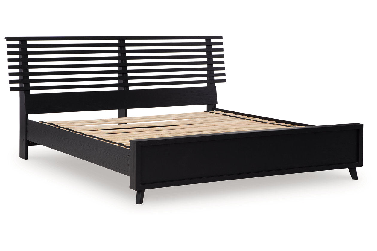Danziar Black King Slat Platform Bed - Ashley - Luna Furniture