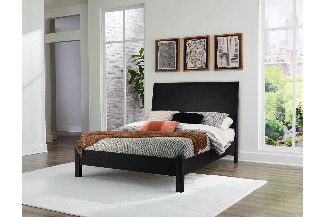 Danziar Black Queen Platform Bed - Ashley - Luna Furniture