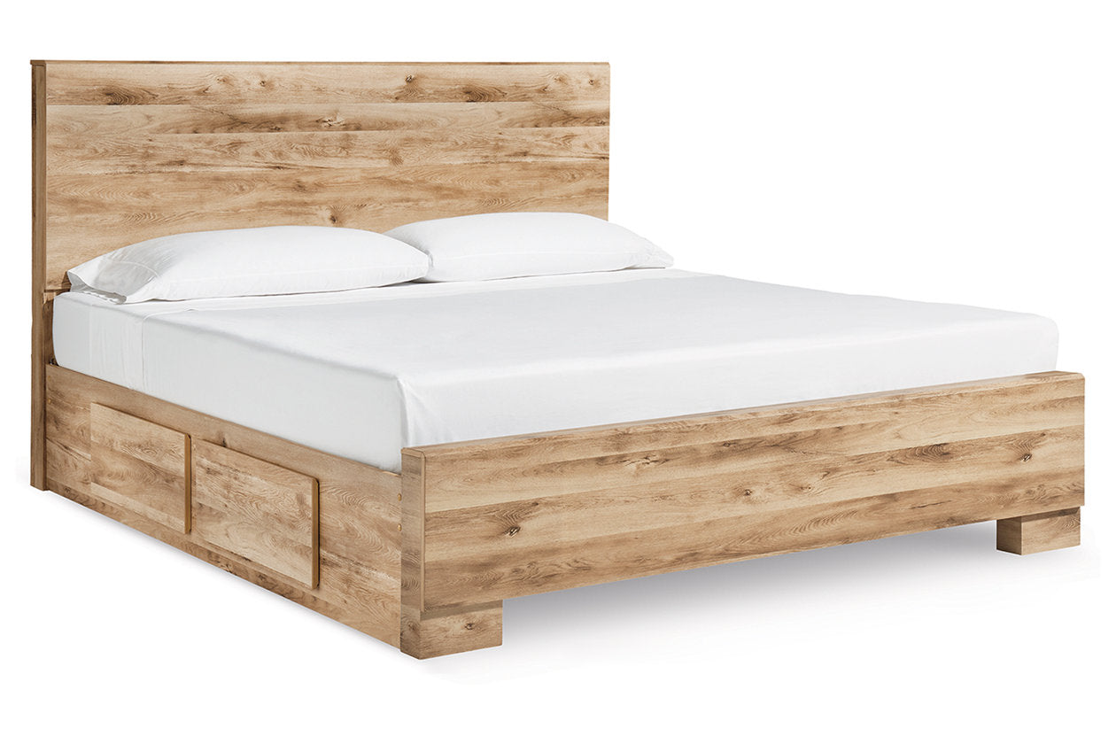 Hyanna Tan Brown King Panel Bed with 2 Side Storage - Ashley - Luna Furniture