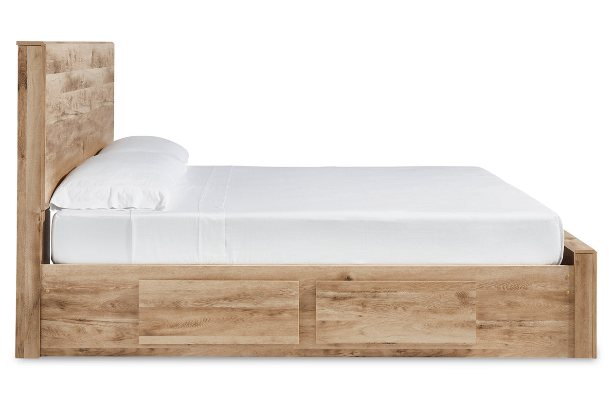 Hyanna Tan Brown Queen Platform Storage Bed with 1 Under Bed Storage Drawer - Ashley - Luna Furniture