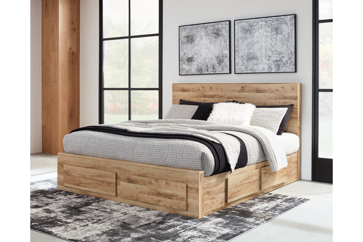 Hyanna Tan Brown Queen Platform Storage Bed with 1 Under Bed Storage Drawer - Ashley - Luna Furniture