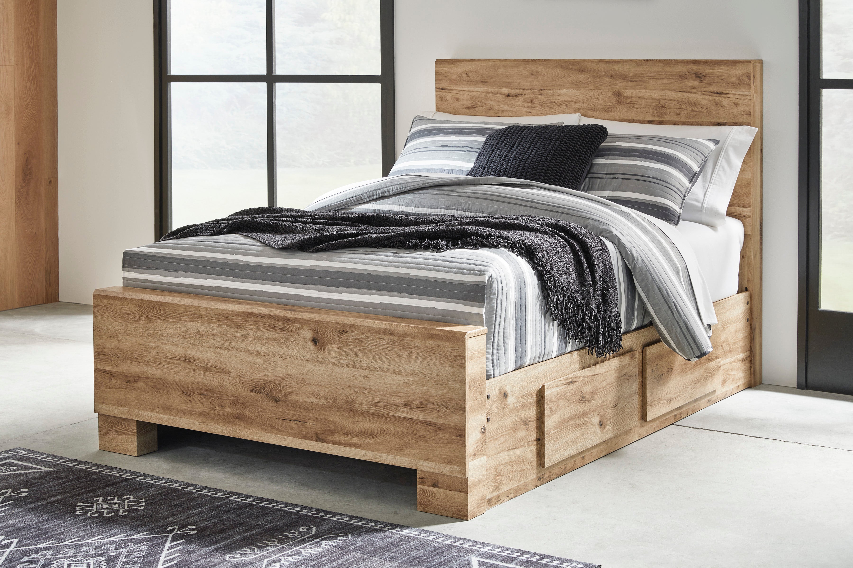 Hyanna Tan Brown Youth One Side Storage Panel Bedroom Set from Ashley - Luna Furniture