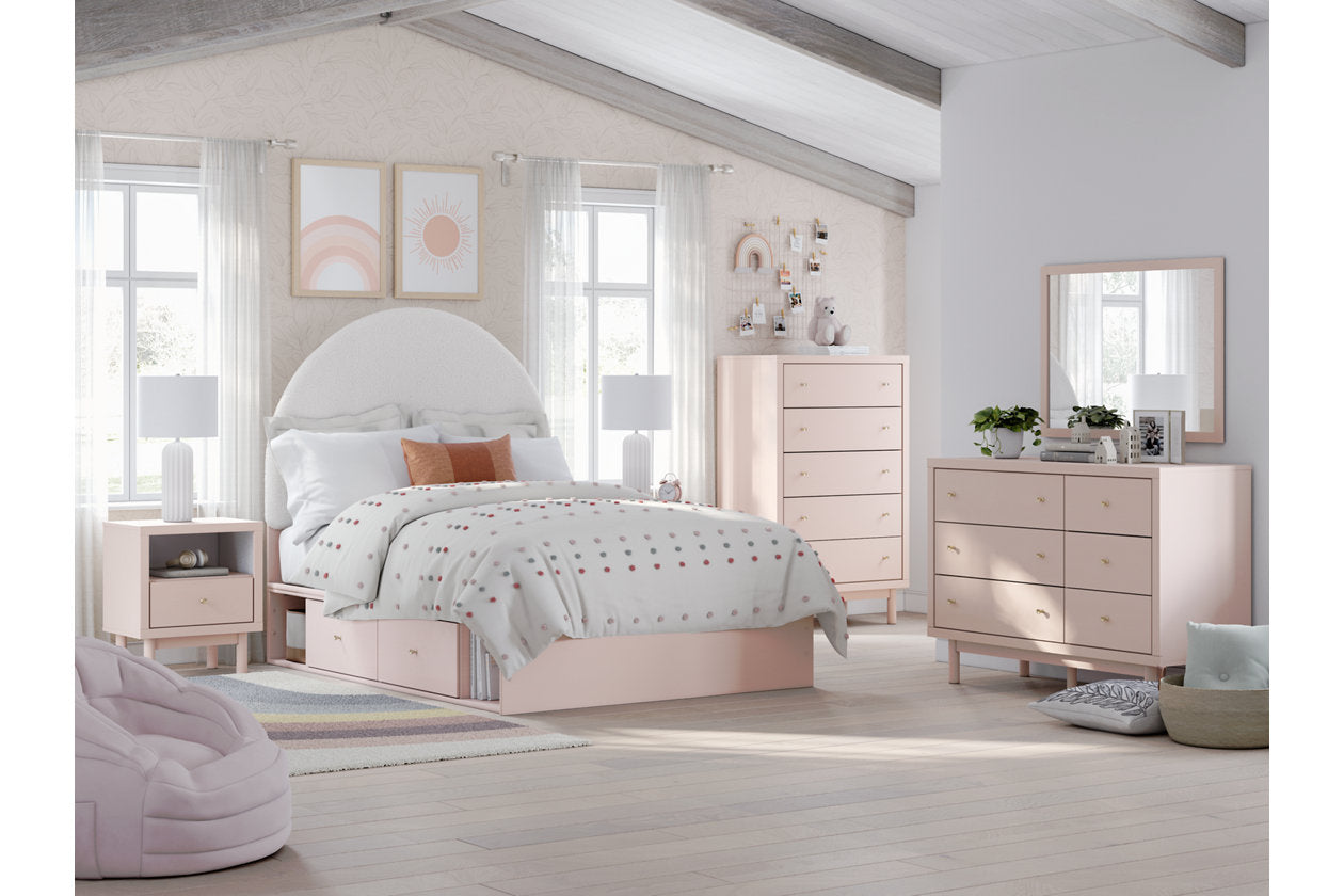 Wistenpine Blush Full Upholstered Panel Bed with Storage - Ashley - Luna Furniture