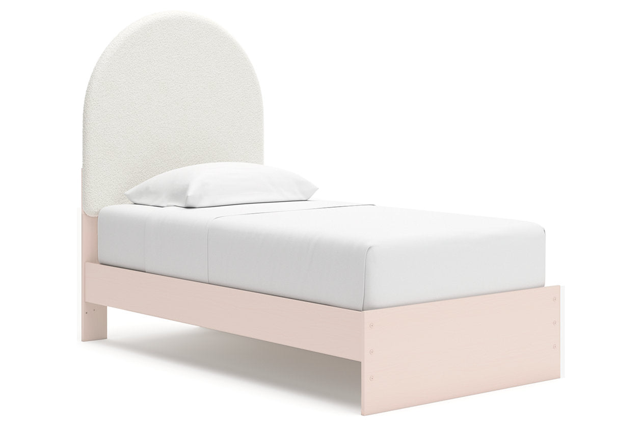Wistenpine Blush Twin Upholstered Panel Bed with Storage - Ashley - Luna Furniture