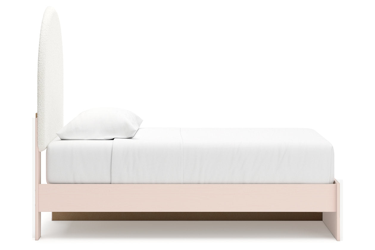 Wistenpine Blush Twin Upholstered Panel Bed with Storage - Ashley - Luna Furniture