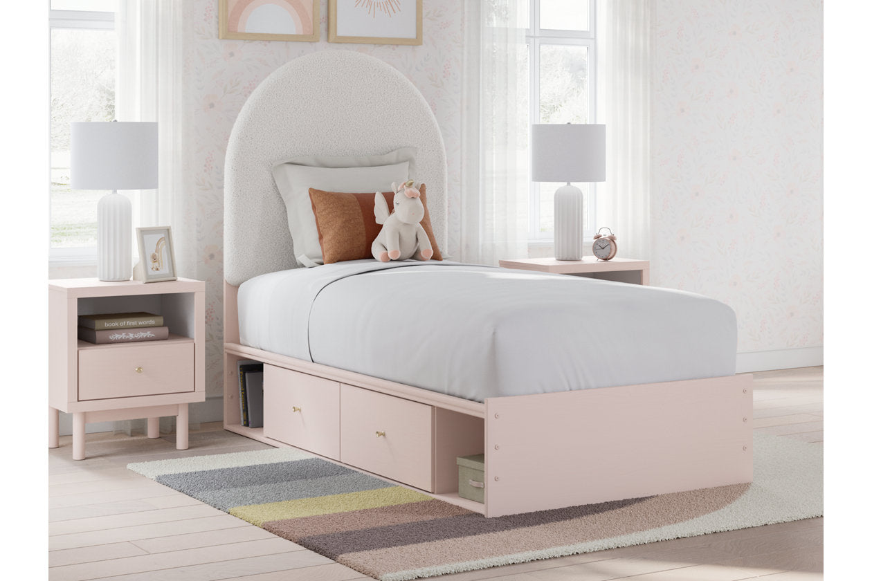 Wistenpine Blush Upholstered Youth Two Side Storage Panel Bedroom Set from Ashley - Luna Furniture
