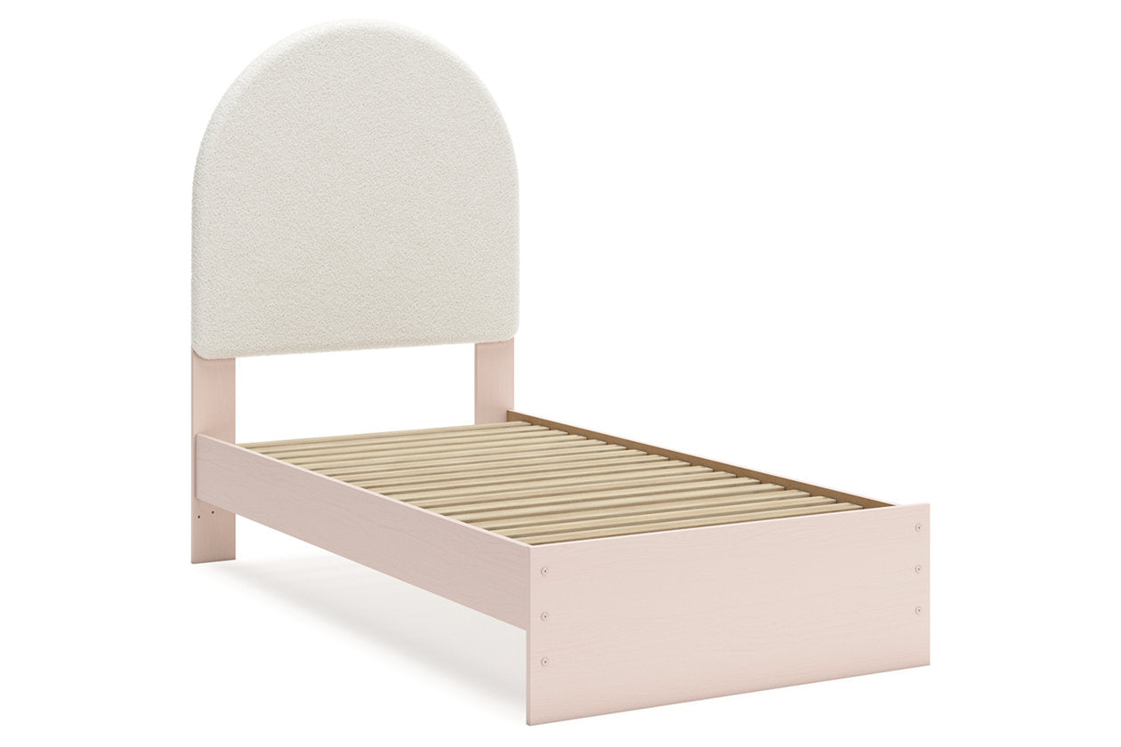 Wistenpine Blush Twin Upholstered Panel Bed - Ashley - Luna Furniture