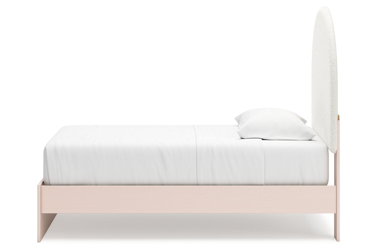 Wistenpine Blush Twin Upholstered Panel Bed - Ashley - Luna Furniture