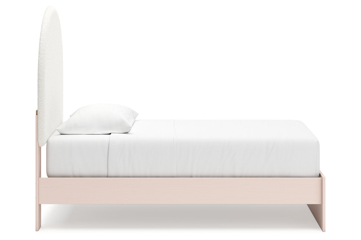 Wistenpine Blush Twin Upholstered Panel Bed - Ashley - Luna Furniture