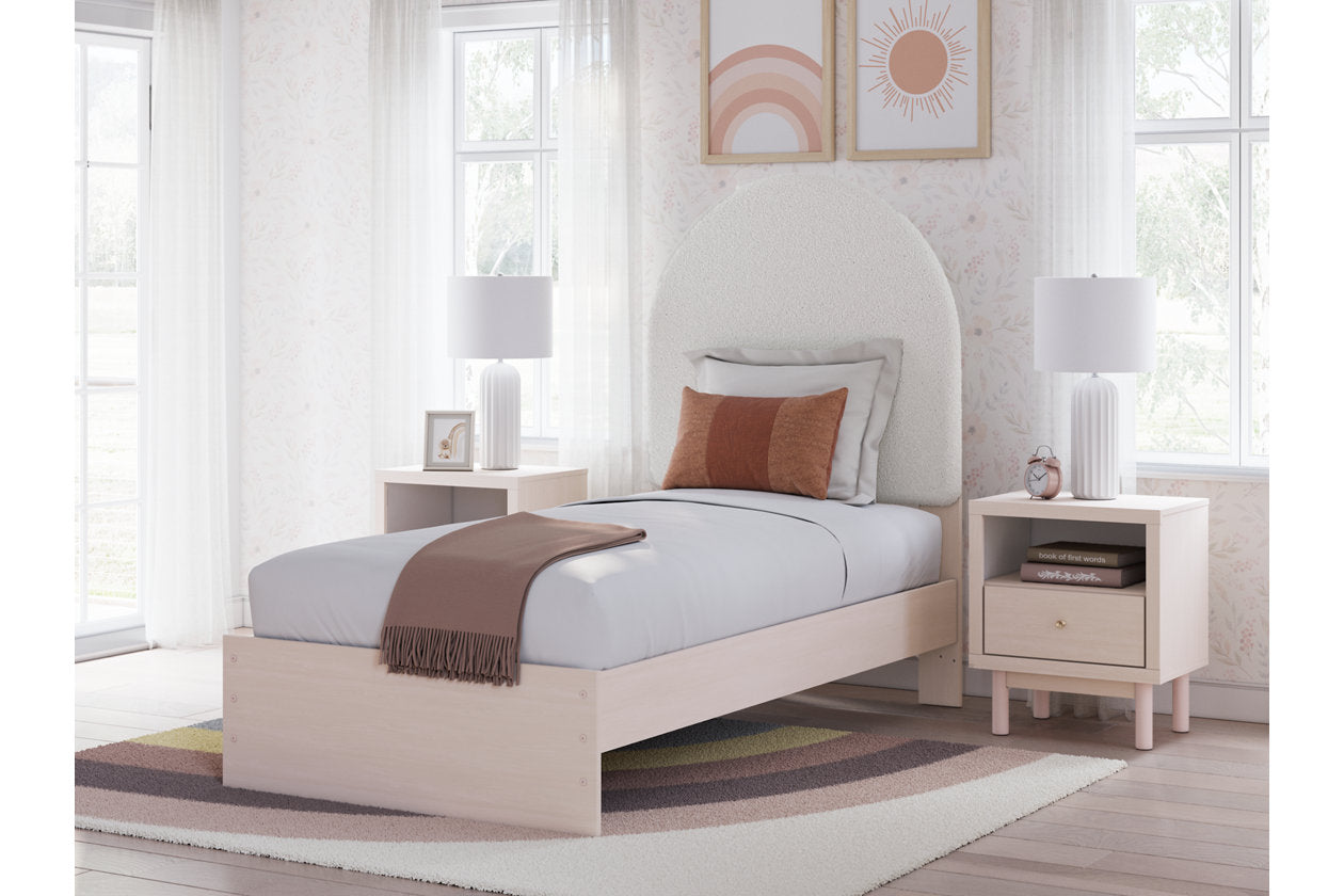 Wistenpine Blush Twin Upholstered Panel Bed - Ashley - Luna Furniture