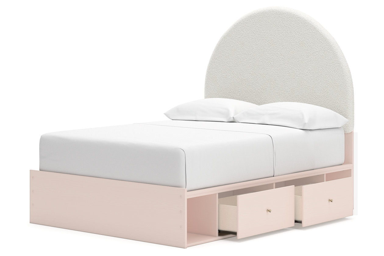 Wistenpine Blush Upholstered Youth One Side Storage Panel Bedroom Set from Ashley - Luna Furniture