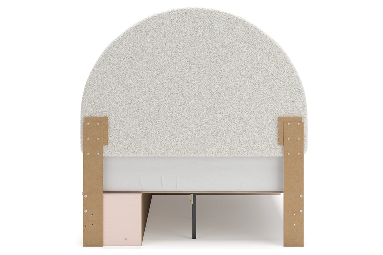 Wistenpine Blush Full Upholstered Panel Bed with Storage - Ashley - Luna Furniture