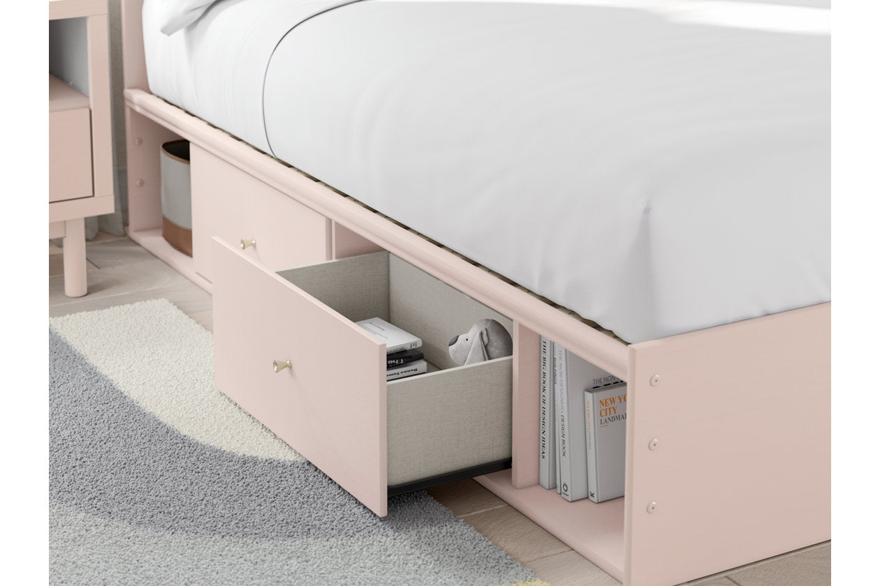 Wistenpine Blush Full Upholstered Panel Bed with Storage - Ashley - Luna Furniture