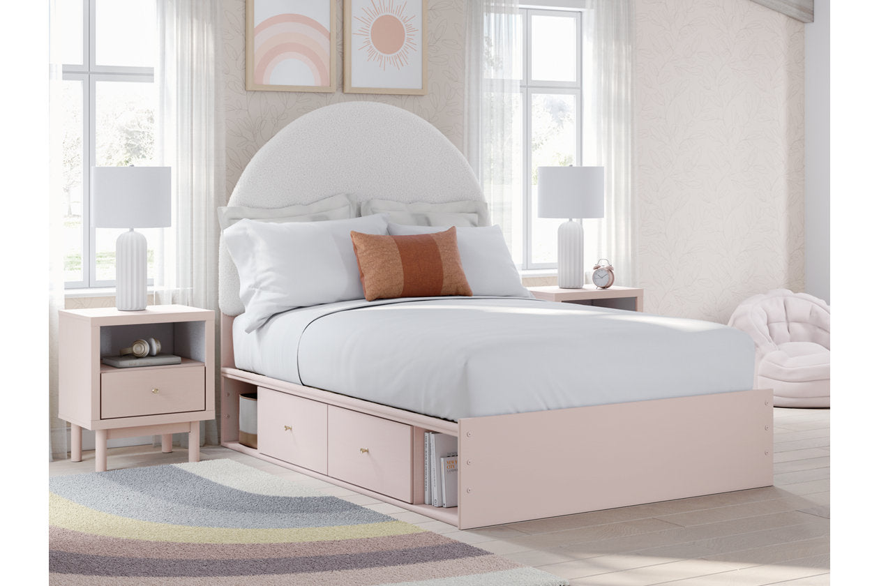 Wistenpine Blush Full Upholstered Panel Bed with Storage - Ashley - Luna Furniture