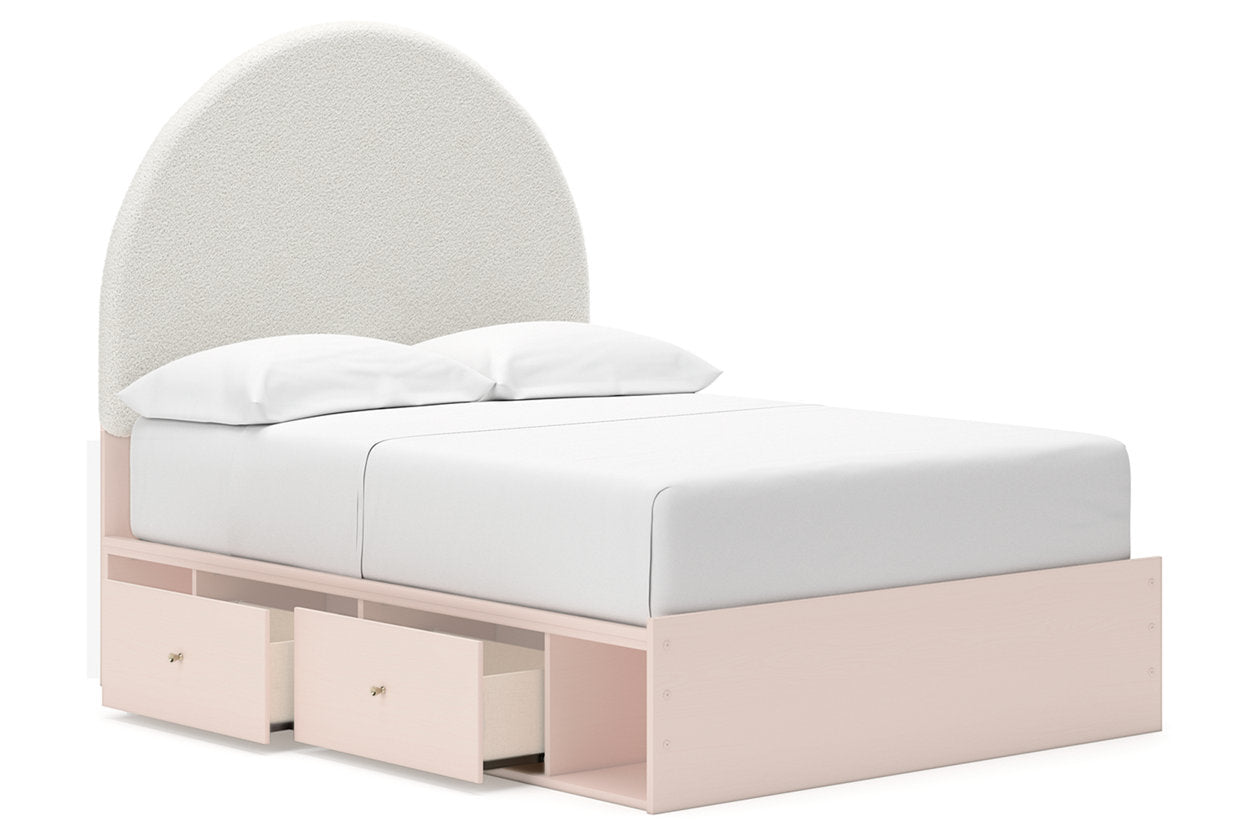 Wistenpine Blush Upholstered Youth Two Side Storage Panel Bedroom Set from Ashley - Luna Furniture