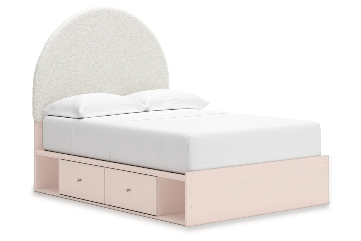 Wistenpine Blush Full Upholstered Panel Bed with Storage - Ashley - Luna Furniture