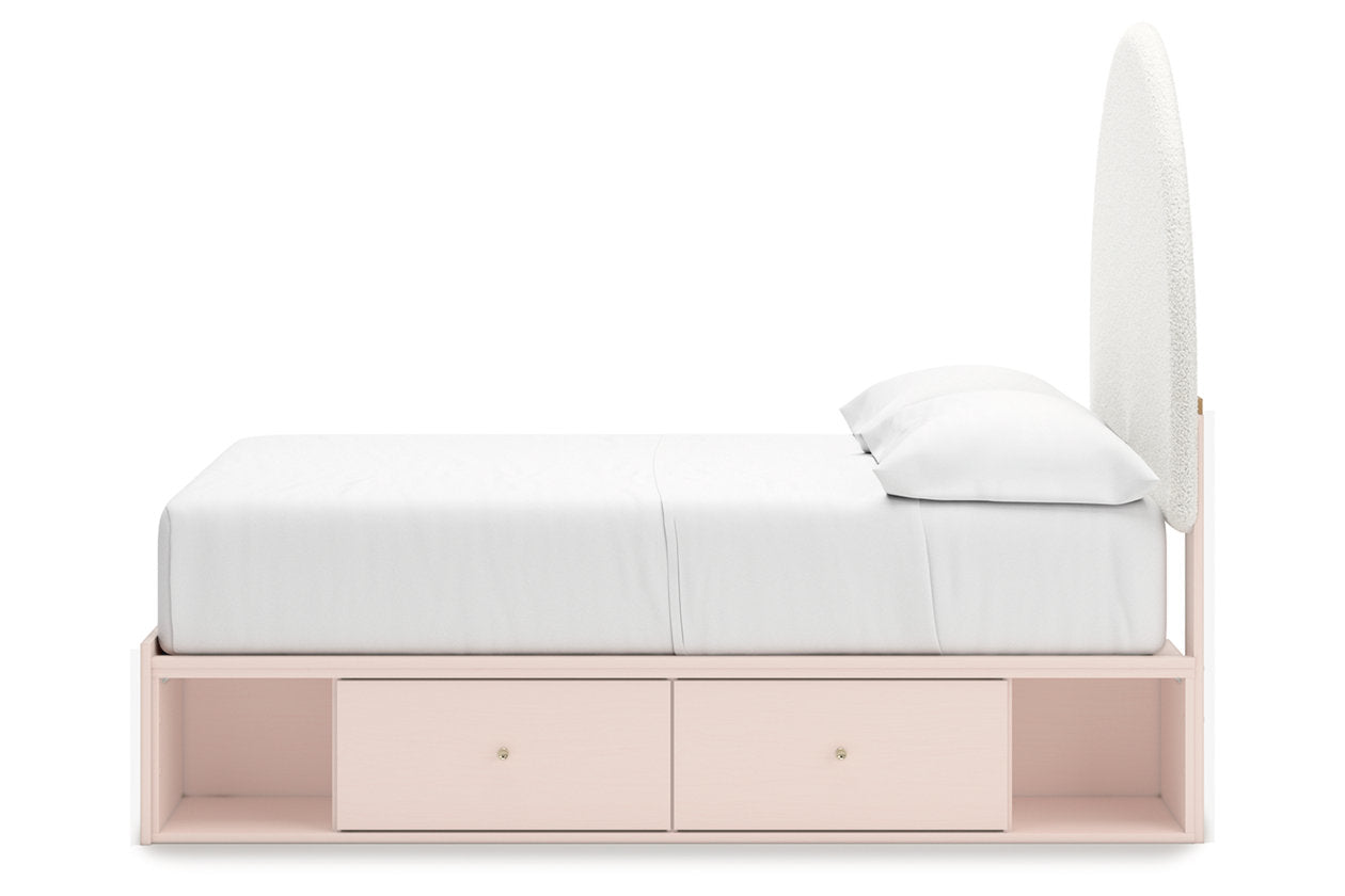 Wistenpine Blush Full Upholstered Panel Bed with Storage - Ashley - Luna Furniture
