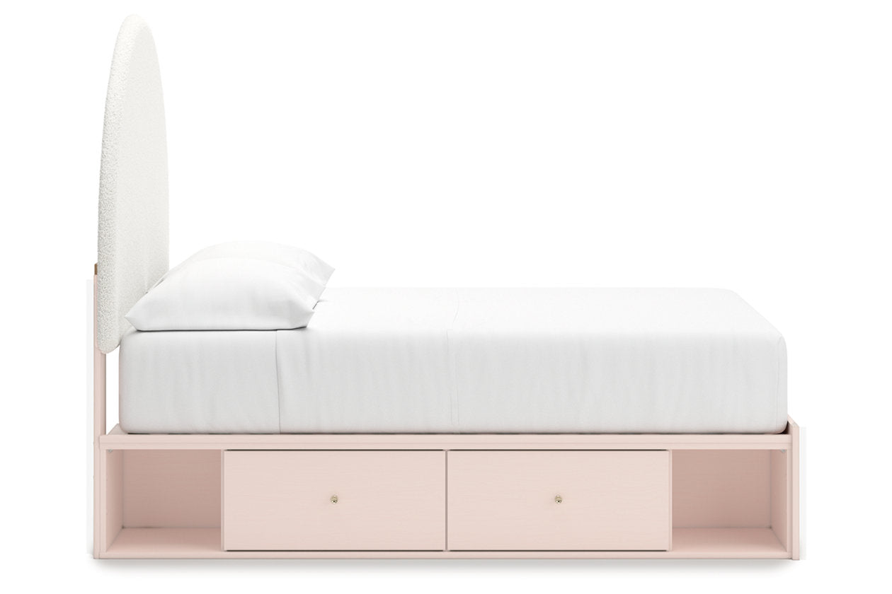 Wistenpine Blush Full Upholstered Panel Bed with Storage - Ashley - Luna Furniture