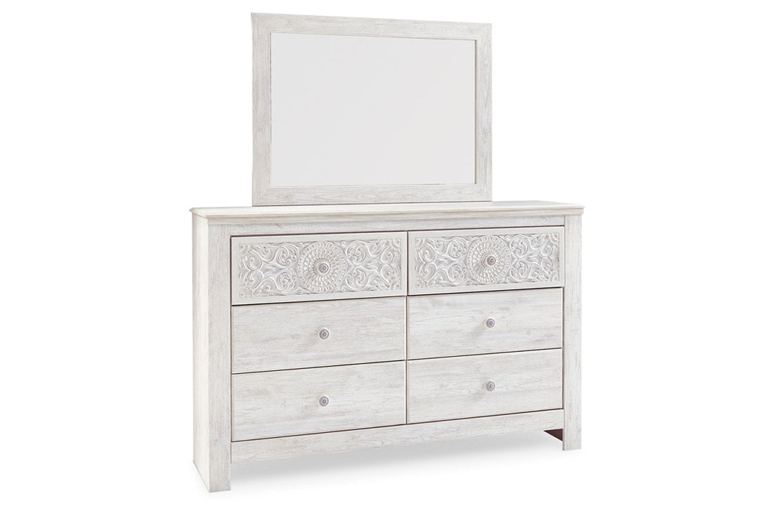 Paxberry Whitewash Dresser and Mirror - Ashley - Luna Furniture