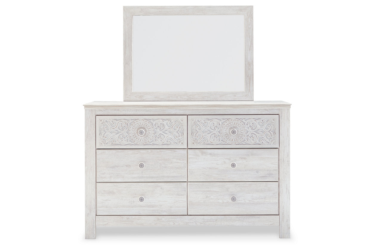 Paxberry Whitewash Dresser and Mirror - Ashley - Luna Furniture