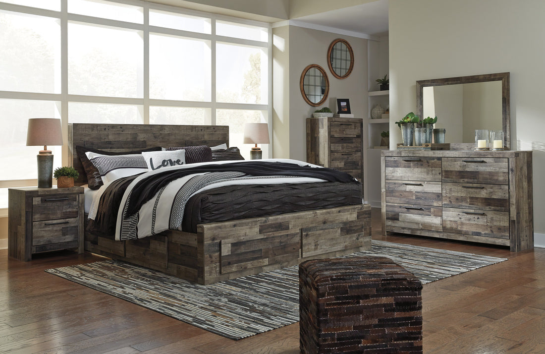 Derekson Multi Gray Double Side/Footboard Storage Platform Bedroom Set from Ashley - Luna Furniture
