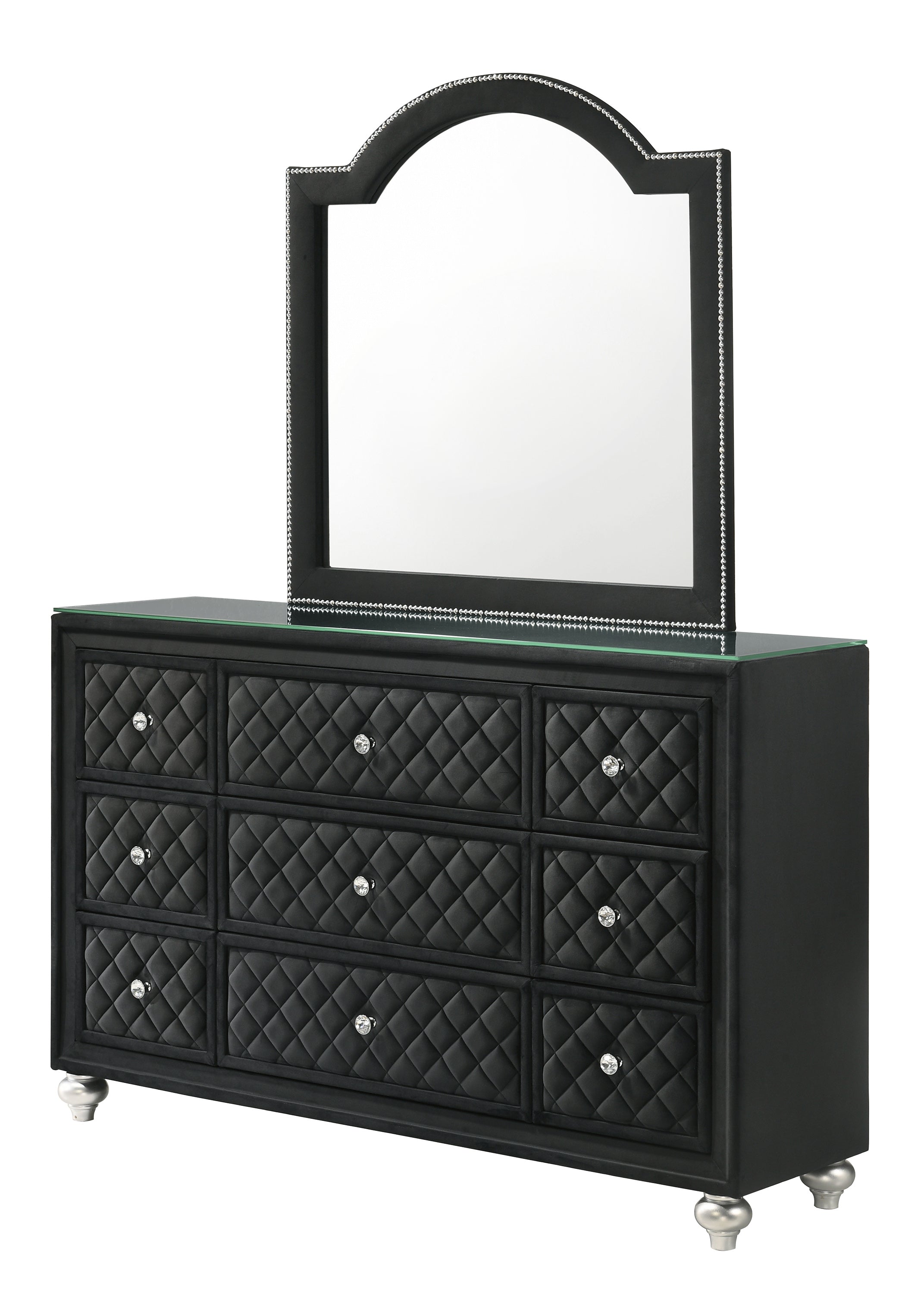 Cameo Black Upholstered Panel Bedroom Set from Crown Mark - Luna Furniture