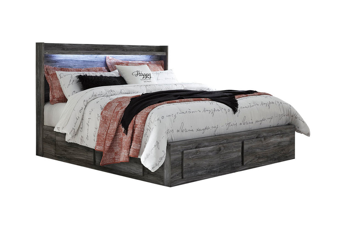 Baystorm Gray King Platform Bed with 4 Storage Drawers - Ashley - Luna Furniture
