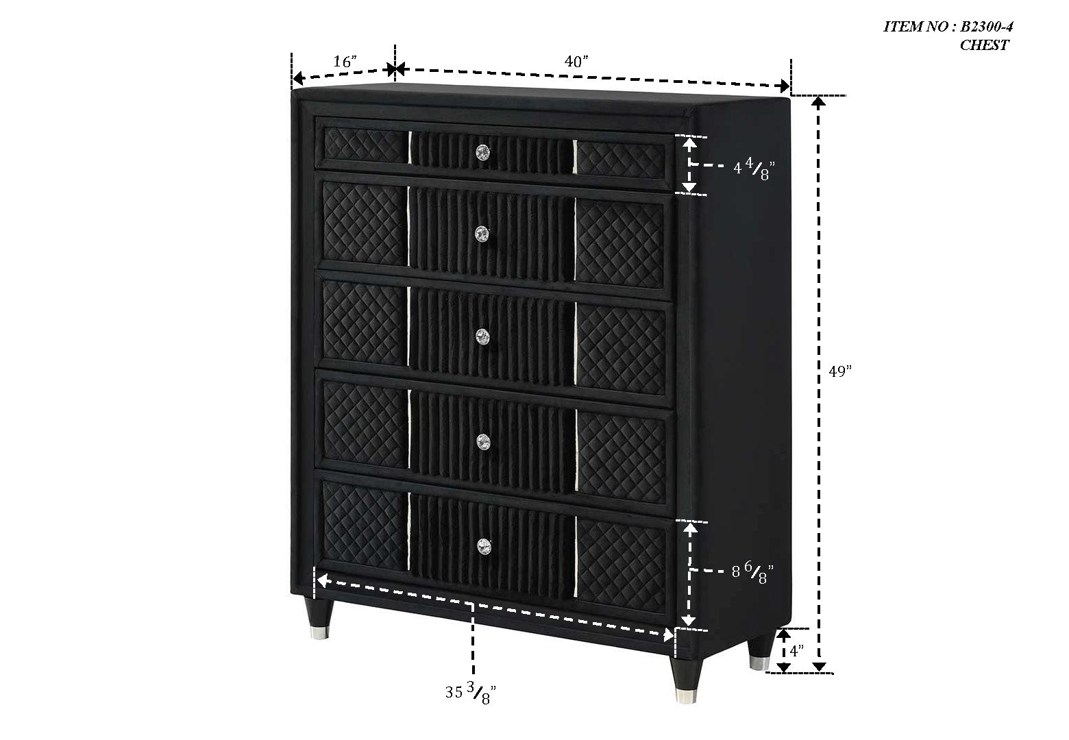 Armany Black Velvet Upholstered Bedroom Set from Crown Mark - Luna Furniture