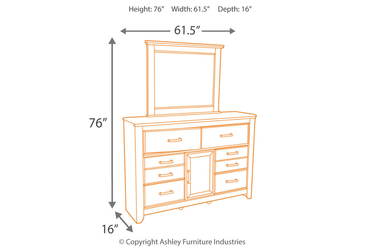 Juararo Dark Brown Dresser and Mirror - Ashley - Luna Furniture