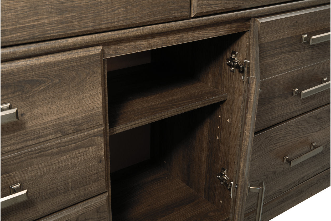 Juararo Dark Brown Dresser and Mirror - Ashley - Luna Furniture