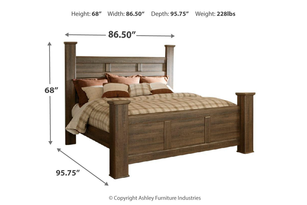 Juararo Dark Brown California King Poster Bed - Ashley - Luna Furniture