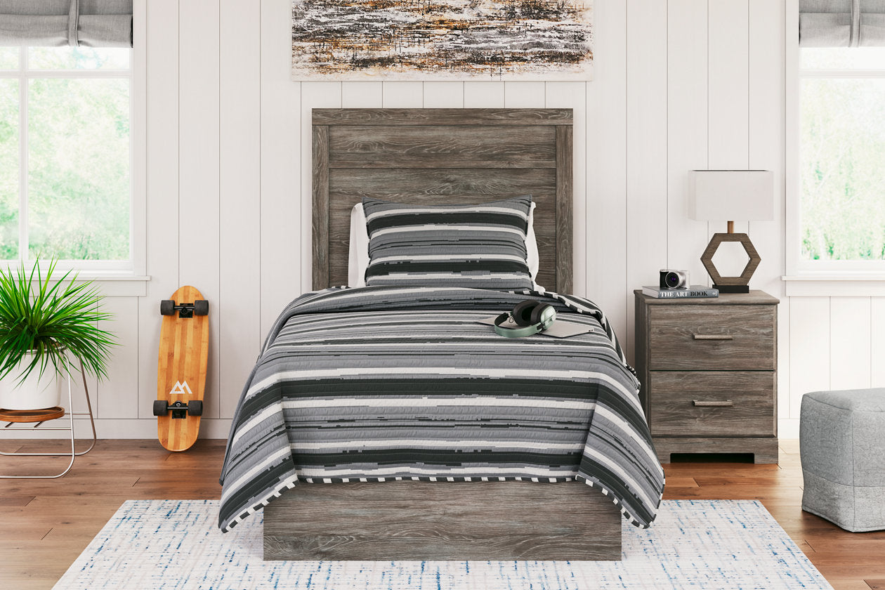 Ralinksi Gray Twin Panel Bed - Ashley - Luna Furniture