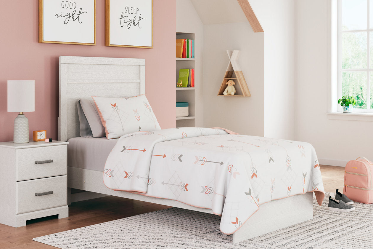 Stelsie White Twin Panel Bed - Ashley - Luna Furniture