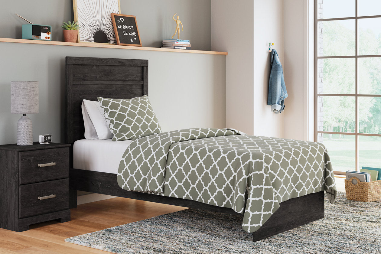 Belachime Charcoal Twin Panel Bed - Ashley - Luna Furniture
