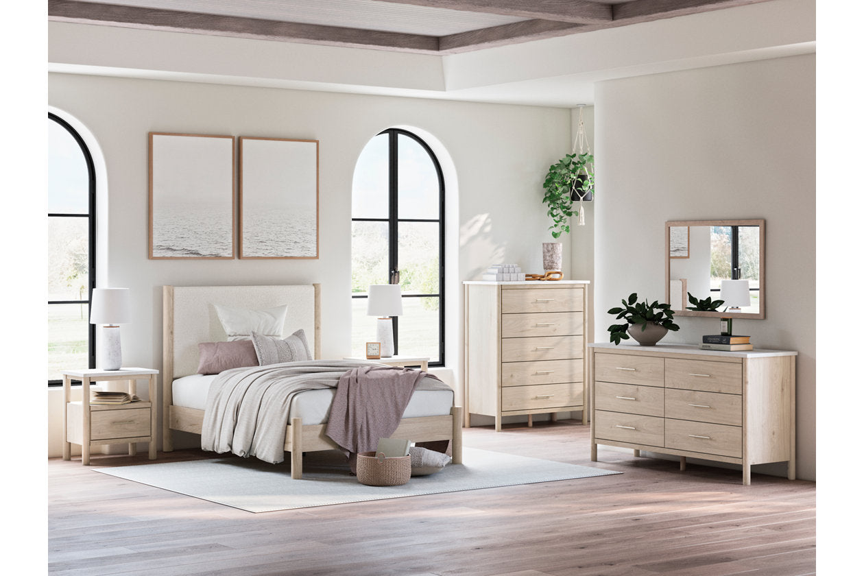 Cadmori Two-tone Full Upholstered Panel Bed - Ashley - Luna Furniture