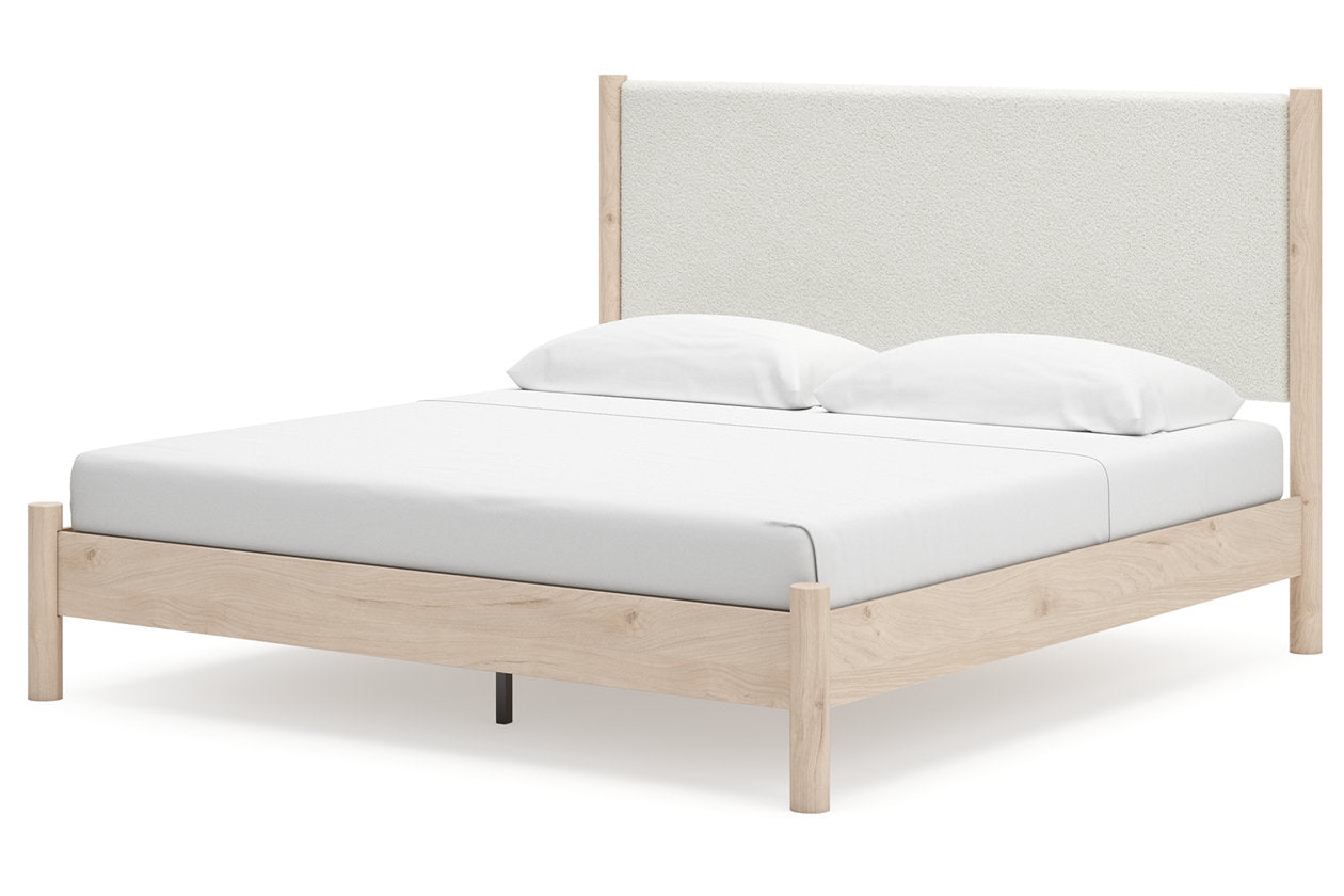 Cadmori Two-tone King Upholstered Panel Bed - Ashley - Luna Furniture