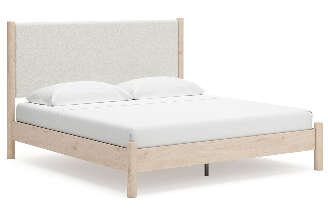 Cadmori Two-tone King Upholstered Panel Bed - Ashley - Luna Furniture