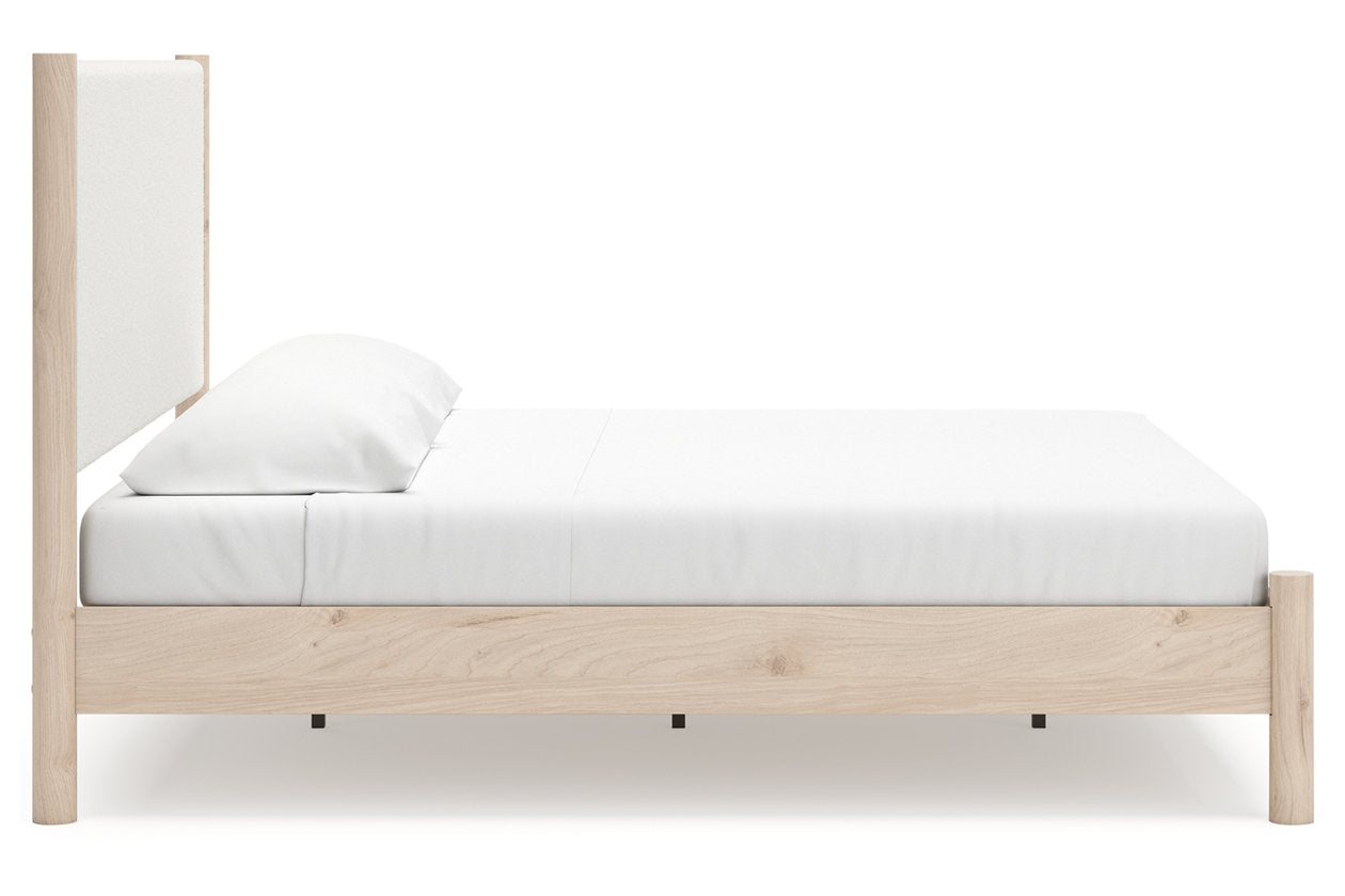 Cadmori Two-tone King Upholstered Panel Bed - Ashley - Luna Furniture